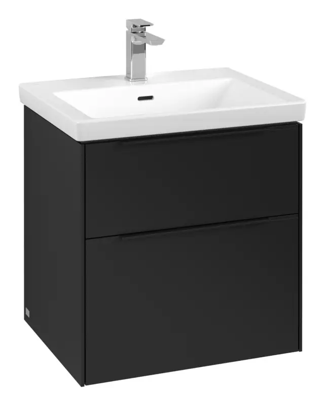 Villeroy & Boch Subway 3.0 Waschbeckenunterschrank für Becken mittig 2 Auszüge 572 x 576 x 462 mm - Volcano Black / Volcano Black Nur Heute