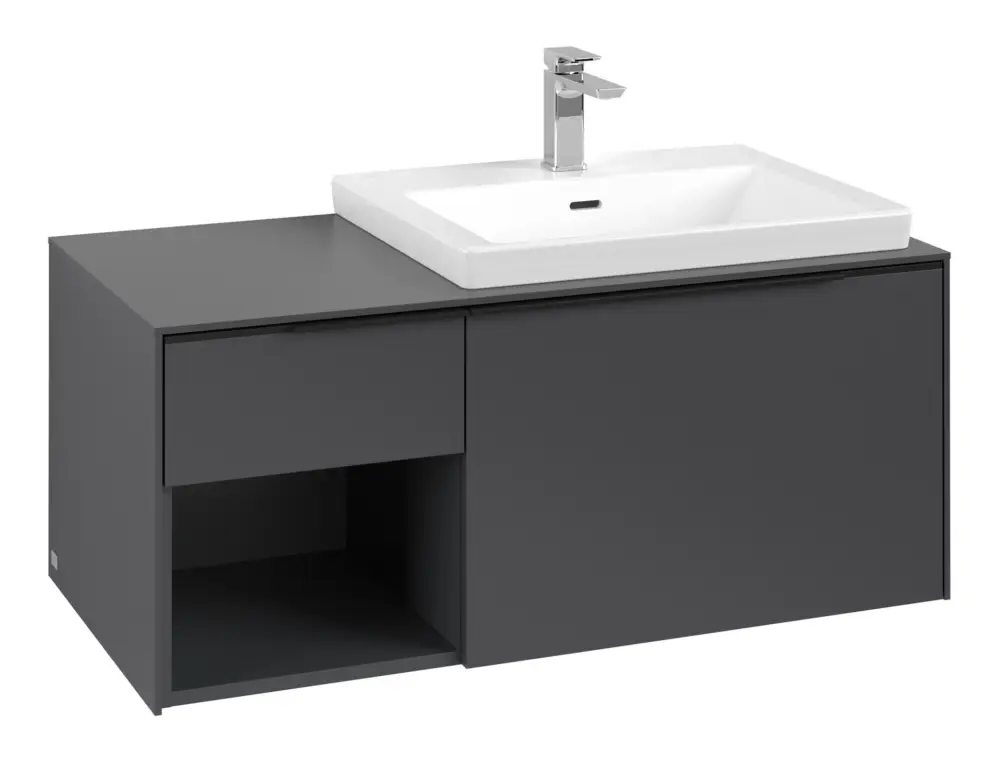 Villeroy & Boch Subway 3.0 Waschbeckenunterschrank für Becken rechts 2 Auszüge 1001 x 423 x 500 mm - Graphite / Volcano Black Wochenendangebot