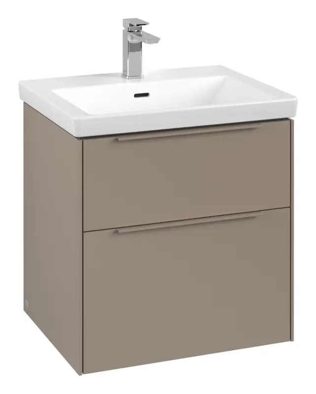 Nur Für Kurze Zeit Villeroy & Boch Subway 3.0 Waschbeckenunterschrank für Becken mittig 2 Auszüge 572 x 576 x 462 mm - Taupe / Monochrome Optik