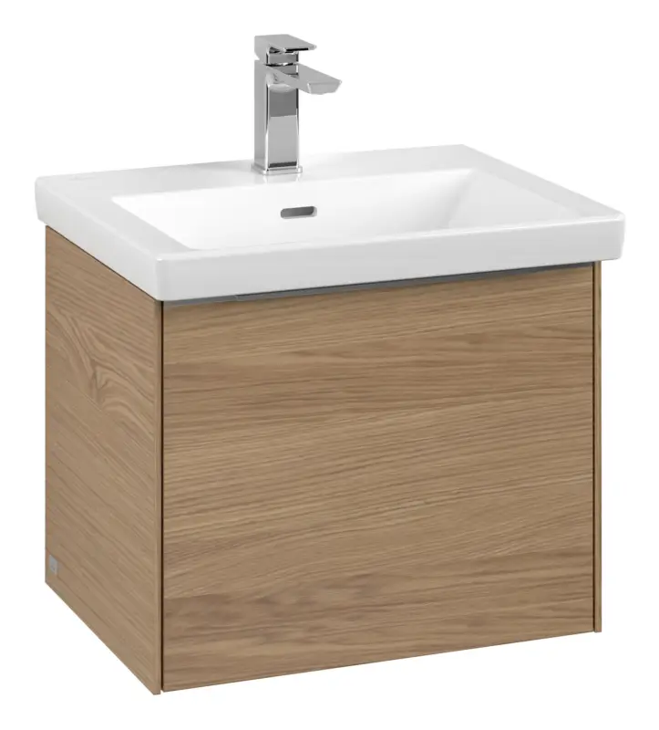 Villeroy & Boch Subway 3.0 Waschbeckenunterschrank für Becken mittig 1 Auszug 523 x 429 x 432 mm - Nordic Oak / Aluminium glänzend Wochenendangebot