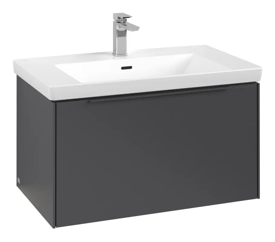 Villeroy & Boch Subway 3.0 Waschbeckenunterschrank für Becken mittig 1 Auszug mit Beleuchtung (2x LED) 772 x 429 x 462 mm - Graphite / Monochrome Optik Beliebt