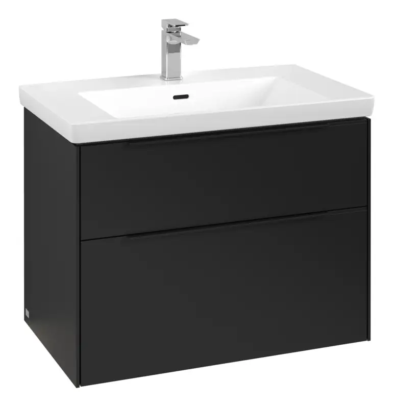 Mega-Angebot Villeroy & Boch Subway 3.0 Waschbeckenunterschrank für Becken mittig 2 Auszüge mit Beleuchtung (2x LED) 772 x 576 x 462 mm - Volcano Black / Volcano Black