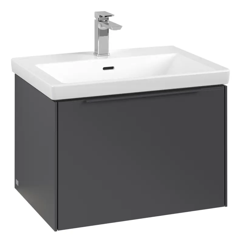 Sichere Zahlung Villeroy & Boch Subway 3.0 Waschbeckenunterschrank für Becken mittig 1 Auszug mit Beleuchtung (2x LED) 622 x 429 x 462 mm - Graphite / Monochrome Optik