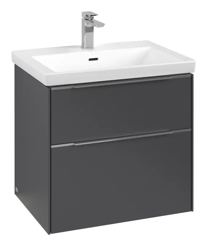 Aktuell Villeroy & Boch Subway 3.0 Waschbeckenunterschrank für Becken mittig 2 Auszüge mit Beleuchtung (2x LED) 622 x 576 x 462 mm - Graphite / Aluminium glänzend
