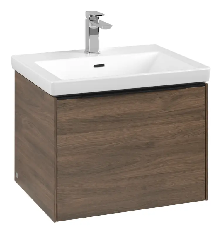Villeroy & Boch Subway 3.0 Waschbeckenunterschrank für Becken mittig 1 Auszug mit Beleuchtung (2x LED) 572 x 429 x 462 mm - Arizona Oak / Volcano Black Aktuell