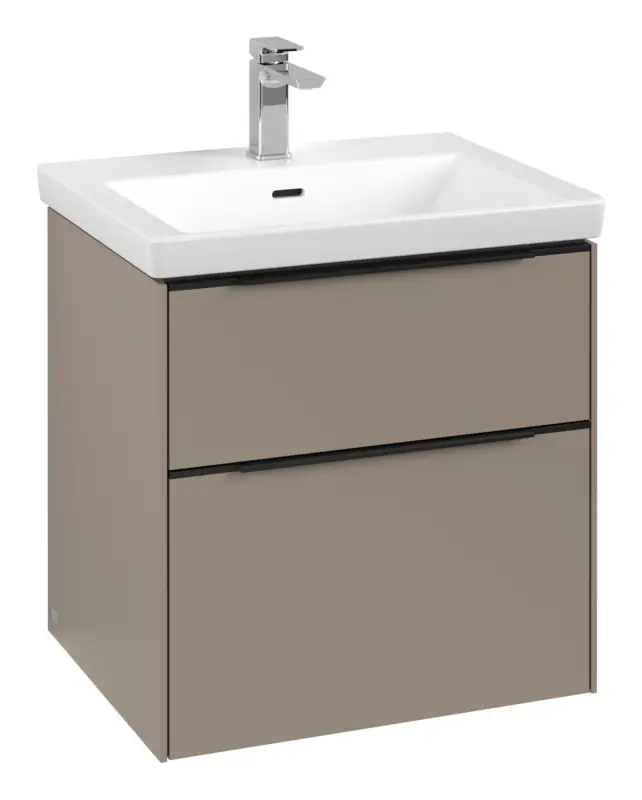 Villeroy & Boch Subway 3.0 Waschbeckenunterschrank für Becken mittig 2 Auszüge mit Beleuchtung (2x LED) 572 x 576 x 462 mm - Taupe / Volcano Black Nur Heute