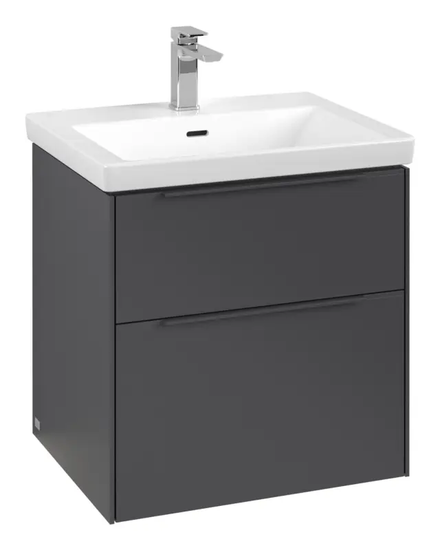 Direktkauf Villeroy & Boch Subway 3.0 Waschbeckenunterschrank für Becken mittig 2 Auszüge mit Beleuchtung (2x LED) 572 x 576 x 462 mm - Graphite / Monochrome Optik