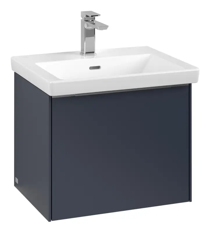 Villeroy & Boch Subway 3.0 Waschbeckenunterschrank für Becken mittig 1 Auszug mit Beleuchtung (2x LED) 523 x 429 x 432 mm - Marine Blue / Aluminium glänzend Schnäppchen