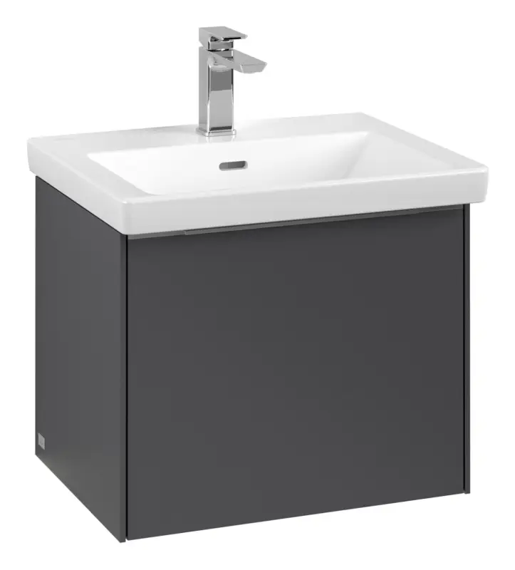 Villeroy & Boch Subway 3.0 Waschbeckenunterschrank für Becken mittig 1 Auszug mit Beleuchtung (2x LED) 523 x 429 x 432 mm - Graphite / Aluminium glänzend Highlight
