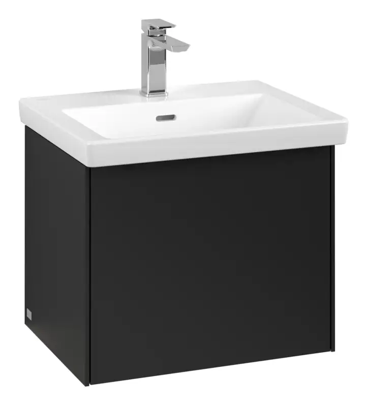 Neu Im Sortiment Villeroy & Boch Subway 3.0 Waschbeckenunterschrank für Becken mittig 1 Auszug mit Beleuchtung (2x LED) 523 x 429 x 432 mm - Volcano Black / Volcano Black