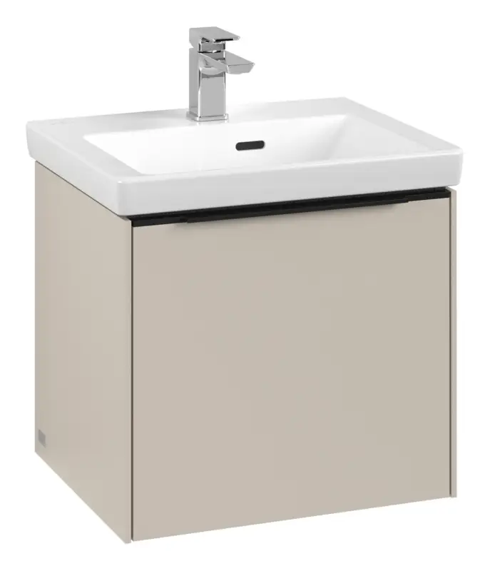 Villeroy & Boch Subway 3.0 Waschbeckenunterschrank für Becken mittig 1 Auszug mit Beleuchtung (2x LED) 473 x 429 x 392 mm - Cashmere Grey / Volcano Black Schneller Versand