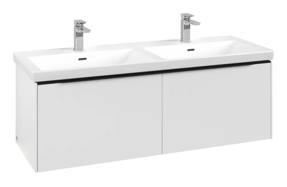 Villeroy & Boch Subway 3.0 Waschbeckenunterschrank für Becken mittig 2 Auszüge mit Beleuchtung (3x LED) 1272 x 429 x 462 mm - Pure White / Volcano Black Meistverkauft