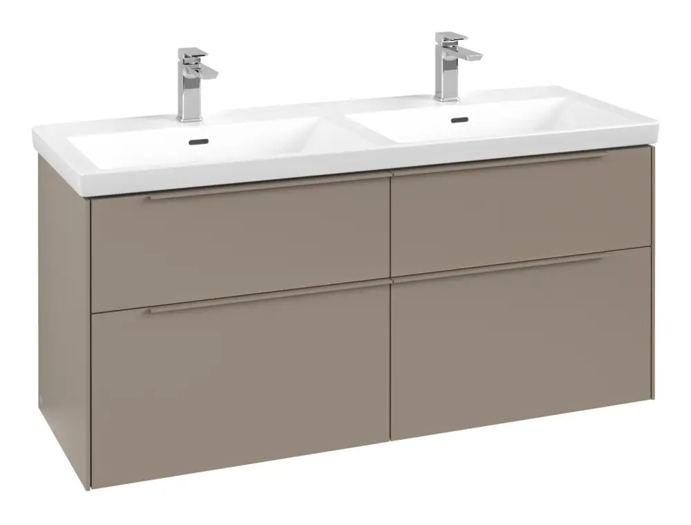 Villeroy & Boch Subway 3.0 Waschbeckenunterschrank für Becken mittig 4 Auszüge mit Beleuchtung (3x LED) 1272 x 576 x 462 mm - Taupe / Monochrome Optik matt Must-Have