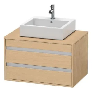 Direktkauf Duravit Ketho Konsolenwaschtischunterschrank für Aufsatzbecken mittig mit 2 Auszügen 800 x 496 x 550 mm - Eiche Natur Matt