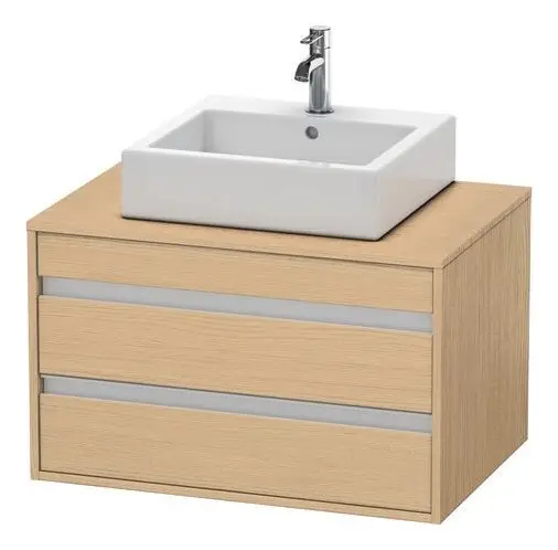 Direktkauf Duravit Ketho Konsolenwaschtischunterschrank für Aufsatzbecken mittig mit 2 Auszügen 800 x 496 x 550 mm - Eiche Natur Matt