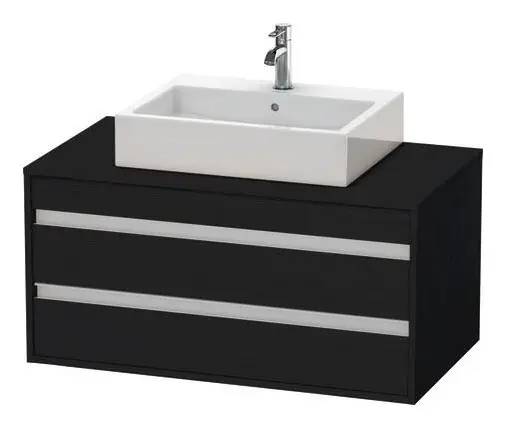 Ausverkauf Duravit Ketho Konsolenwaschtischunterschrank für Aufsatzbecken mittig mit 2 Auszügen 1000 x 496 x 550 mm - Eiche Schwarz Matt