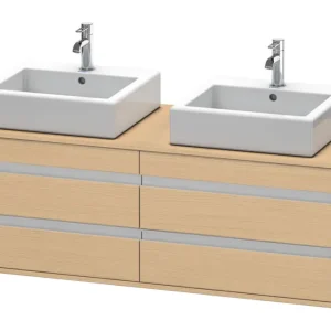 Meistverkauft Duravit Ketho Konsolenwaschtischunterschrank für 2 Aufsatzbecken mit 4 Auszügen 1400 x 496 x 550 mm - Eiche Natur Matt