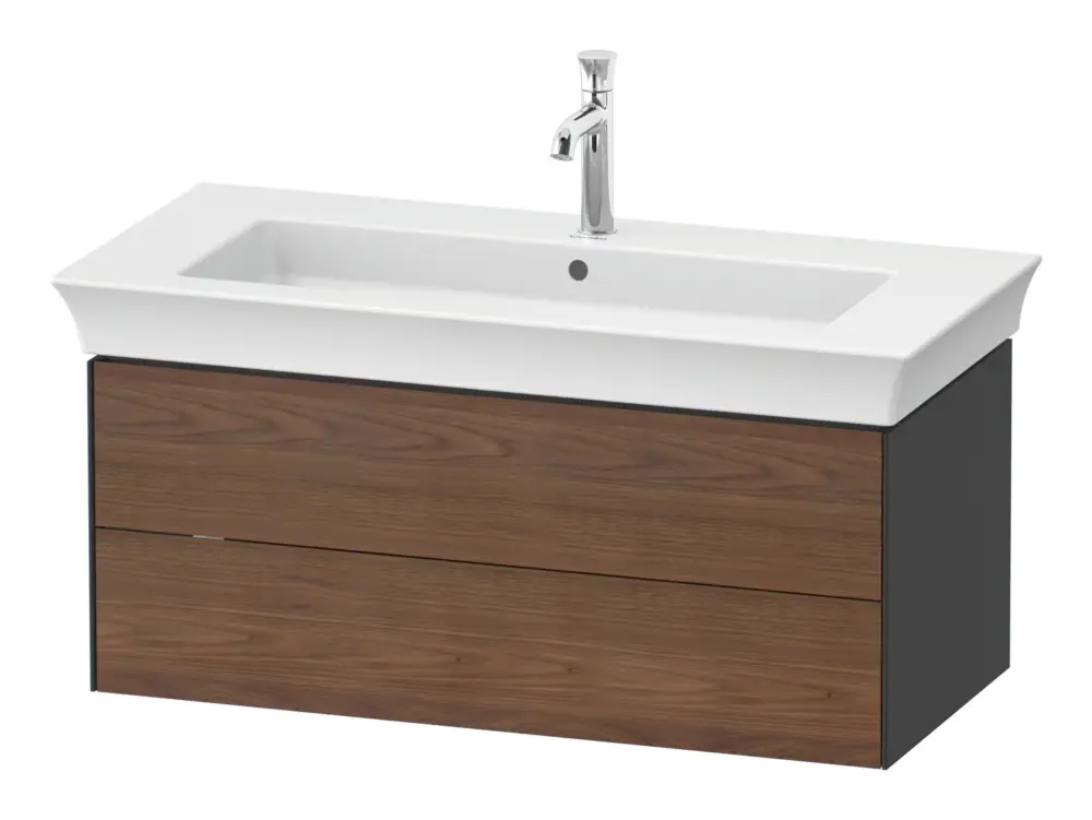 Markenprodukt Duravit White Tulip Waschtischunterschrank mit 2 Auszügen 984 x 410 x 458 mm - Amerik. Nussbaum Matt / Graphit Seidenmatt