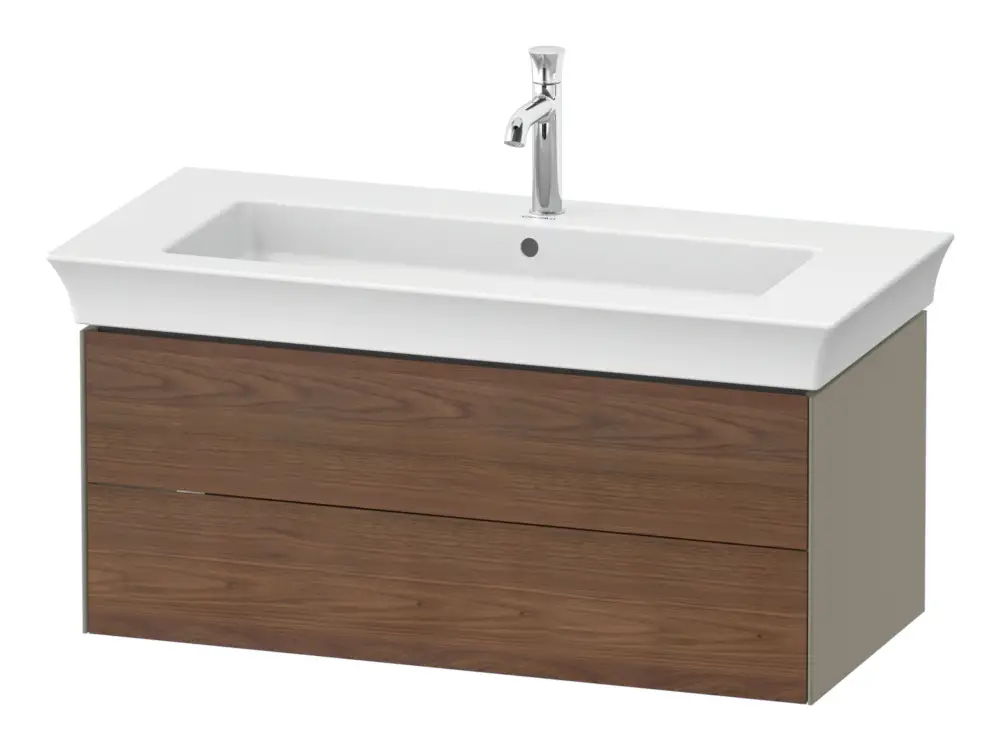 Billig Duravit White Tulip Waschtischunterschrank mit 2 Auszügen 984 x 410 x 458 mm - Amerik. Nussbaum Matt / Steingrau Hochglanz Lack