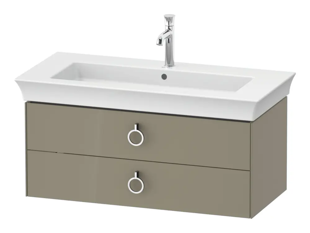 Abverkauf Duravit White Tulip Waschtischunterschrank mit 2 Auszügen mit Griff 984 x 410 x 458 mm - Steingrau Hochglanz Lack