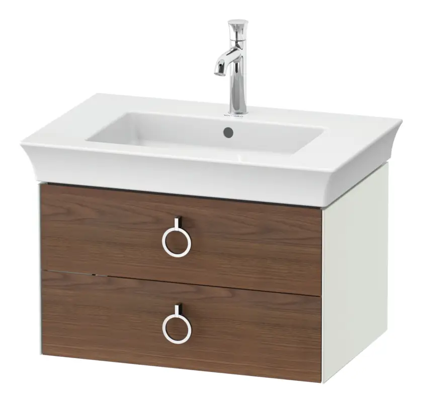 Sichere Zahlung Duravit White Tulip Waschtischunterschrank mit 2 Auszügen mit Griff 684 x 410 x 458 mm - Amerik. Nussbaum Matt / Weiß Seidenmatt Lack