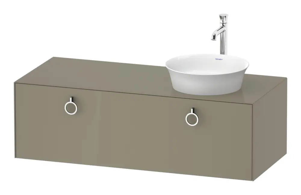 Sichere Zahlung Duravit White Tulip Konsolenwaschtischunterschrank für Becken rechts wandhängend mit 1 Auszug mit Griff 1300 x 408 x 550 mm - Steingrau Hochglanz Lack
