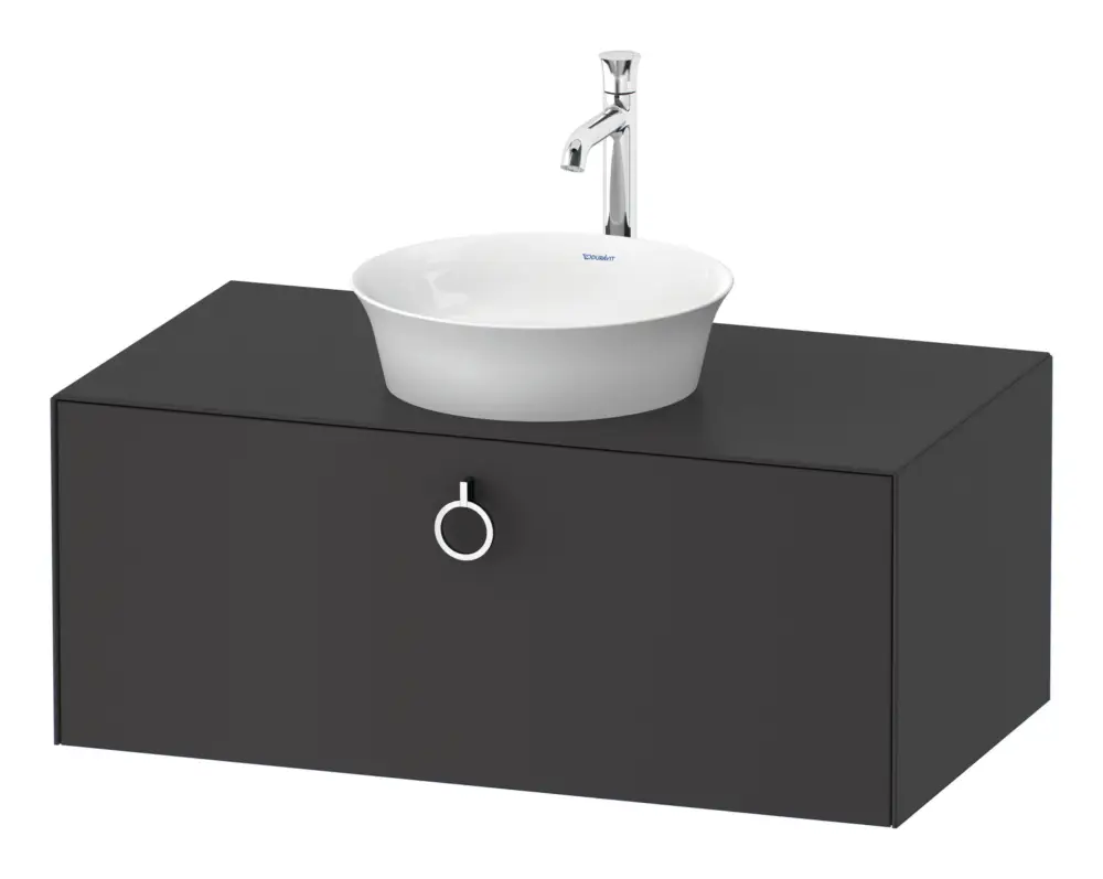 Nur Für Kurze Zeit Duravit White Tulip Konsolenwaschtischunterschrank wandhängend mit 1 Auszug mit Griff 1000 x 408 x 550 mm - Graphit Seidenmatt Lack
