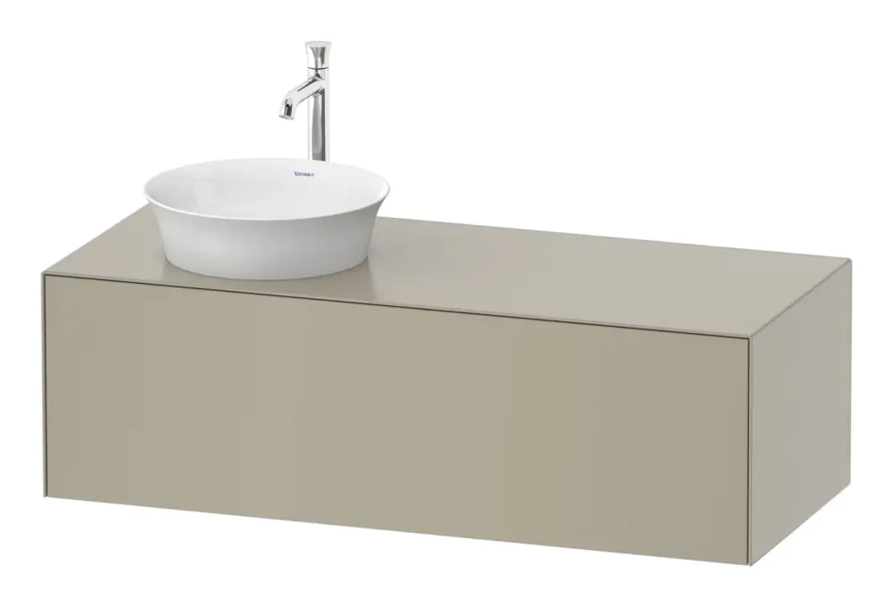 Preis Gesenkt Duravit White Tulip Konsolenwaschtischunterschrank für Becken links wandhängend mit 1 Auszug 1300 x 408 x 550 mm - Taupe Seidenmatt Lack