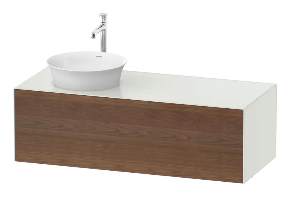 Sichere Zahlung Duravit White Tulip Konsolenwaschtischunterschrank für Becken links wandhängend mit 1 Auszug 1300 x 408 x 550 mm - Amerik. Nussbaum Matt / Weiß Seidenmatt Lack
