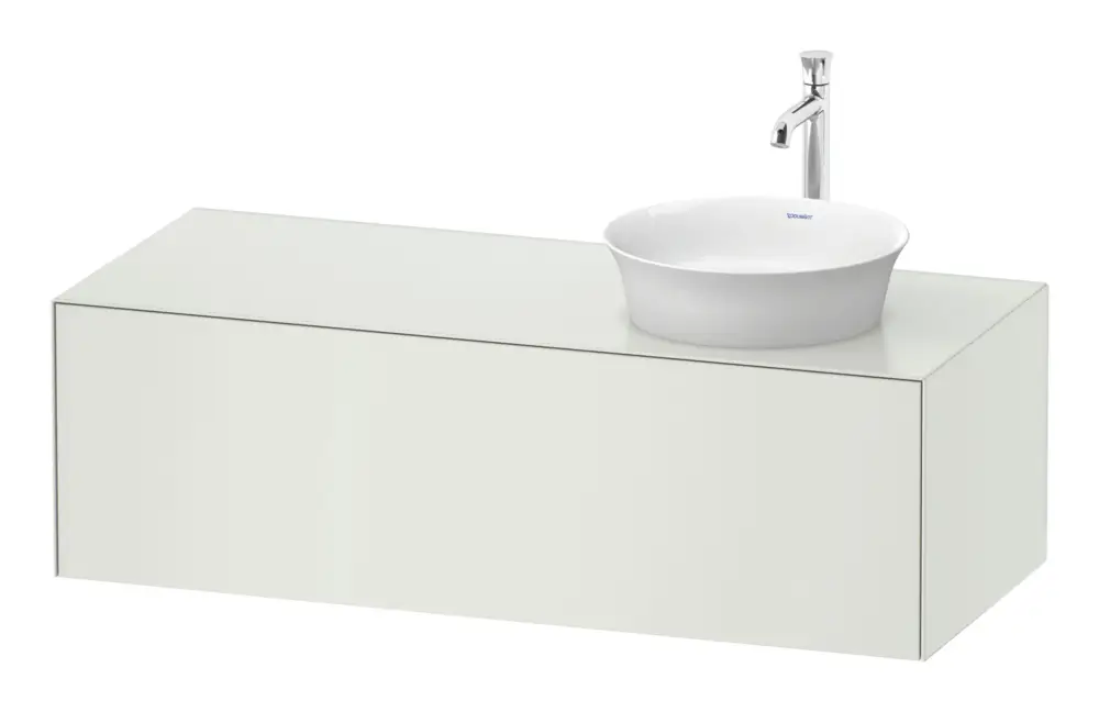 Kracherpreis Duravit White Tulip Konsolenwaschtischunterschrank für Becken rechts wandhängend mit 1 Auszug 1300 x 408 x 550 mm - Weiß Seidenmatt Lack