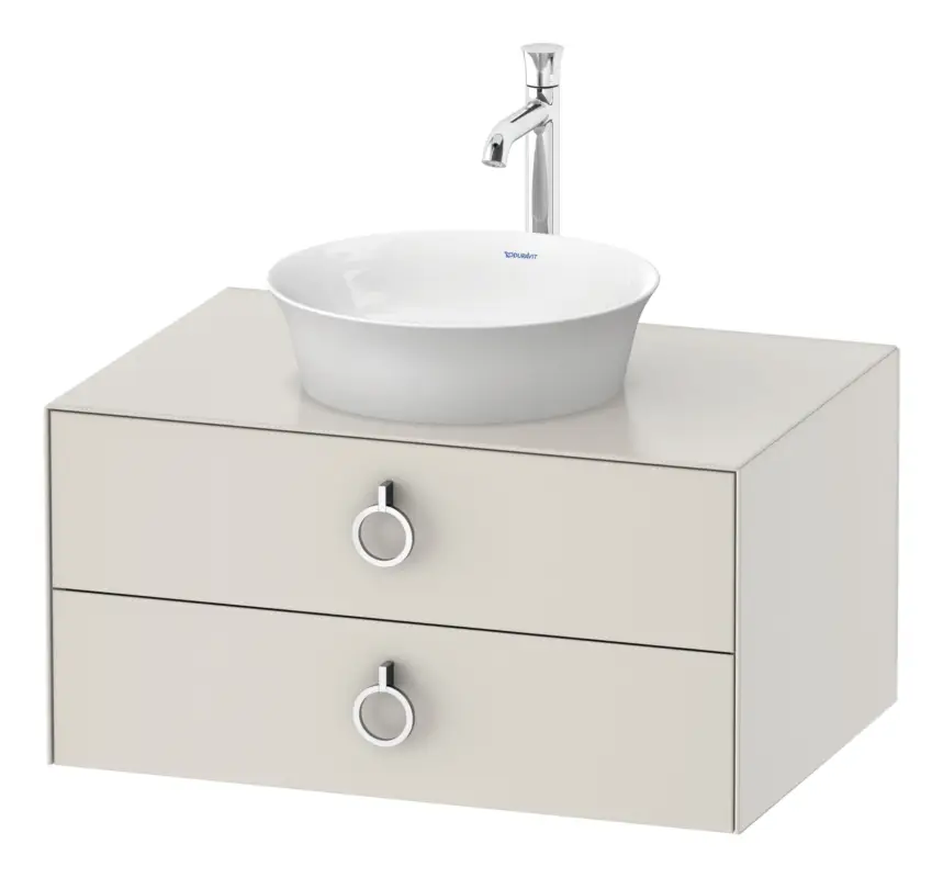 Duravit White Tulip Konsolenwaschtischunterschrank wandhängend mit 2 Auszügen mit Griff 800 x 408 x 550 mm - Nordic Weiß Seidenmatt Lack Preisknaller