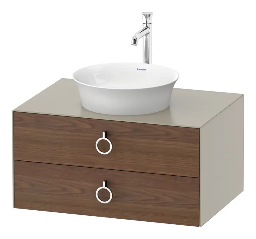 Duravit White Tulip Konsolenwaschtischunterschrank wandhängend mit 2 Auszügen mit Griff 800 x 408 x 550 mm - Amerik. Nussbaum Matt / Taupe Seidenmatt Sichere Zahlung