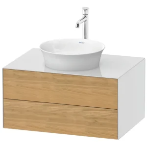Angebot Duravit White Tulip Konsolenwaschtischunterschrank wandhängend mit 2 Auszügen 800 x 408 x 550 mm - Eiche Natur Matt / Weiß Hochglanz
