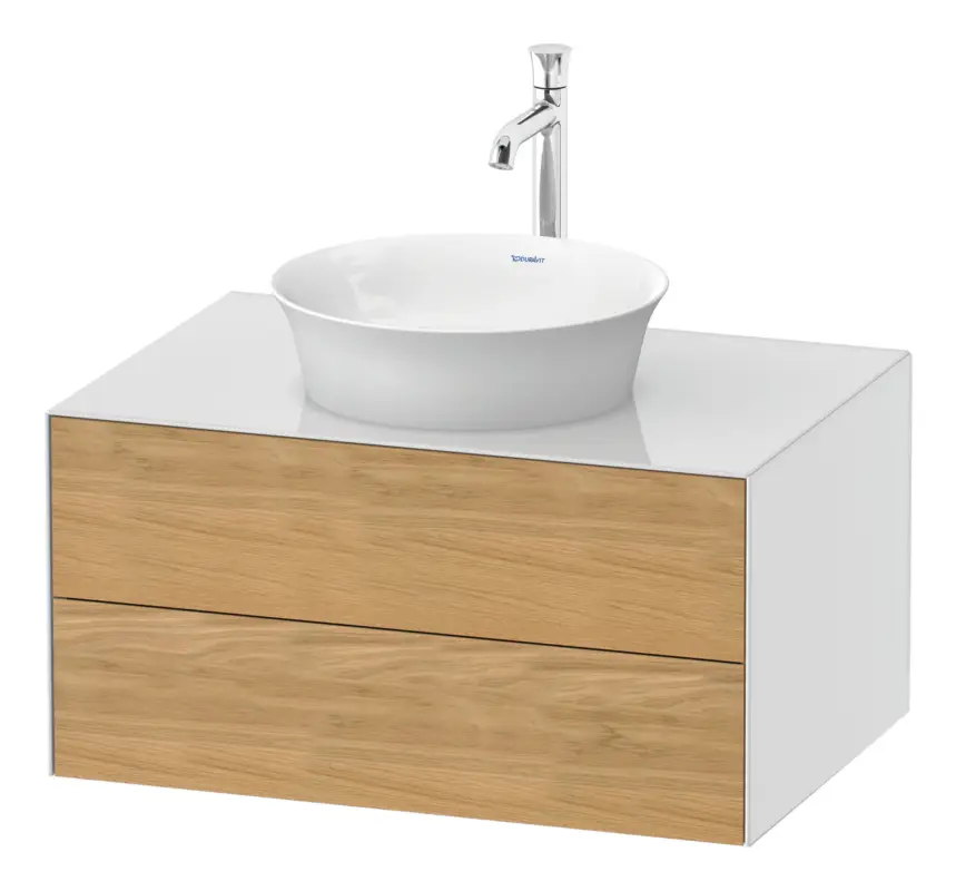 Angebot Duravit White Tulip Konsolenwaschtischunterschrank wandhängend mit 2 Auszügen 800 x 408 x 550 mm - Eiche Natur Matt / Weiß Hochglanz