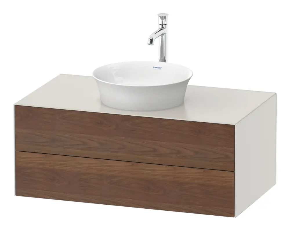 Duravit White Tulip Konsolenwaschtischunterschrank wandhängend mit 2 Auszügen 1000 x 408 x 550 mm - Amerik. Nussbaum Matt / Nordic Weiß Seidenmatt Lack Saisonangebot