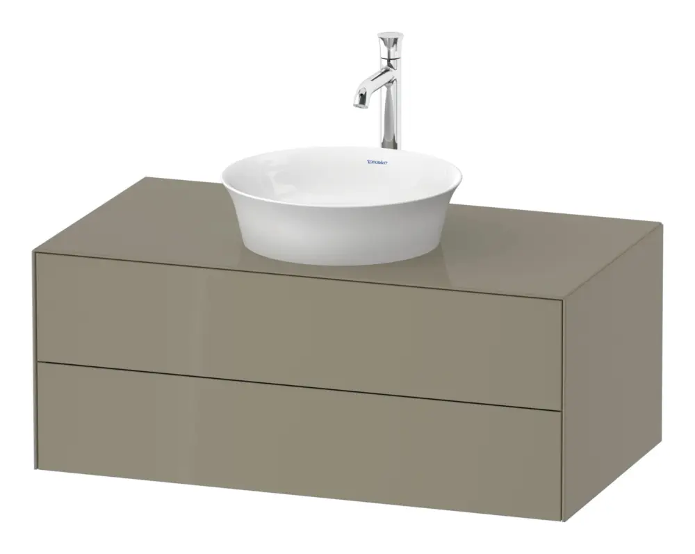 Duravit White Tulip Konsolenwaschtischunterschrank wandhängend mit 2 Auszügen 1000 x 408 x 550 mm - Steingrau Hochglanz Lack Highlight