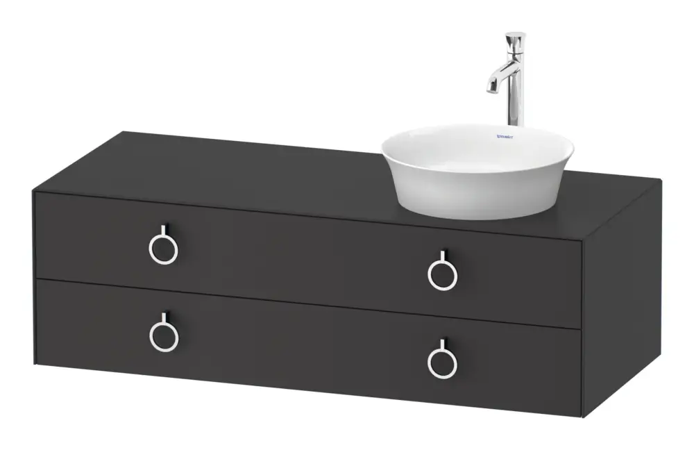 Duravit White Tulip Konsolenwaschtischunterschrank für Becken rechts wandhängend mit 2 Auszügen mit Griff 1300 x 408 x 550 mm - Graphit Seidenmatt Lack Letzte Chance