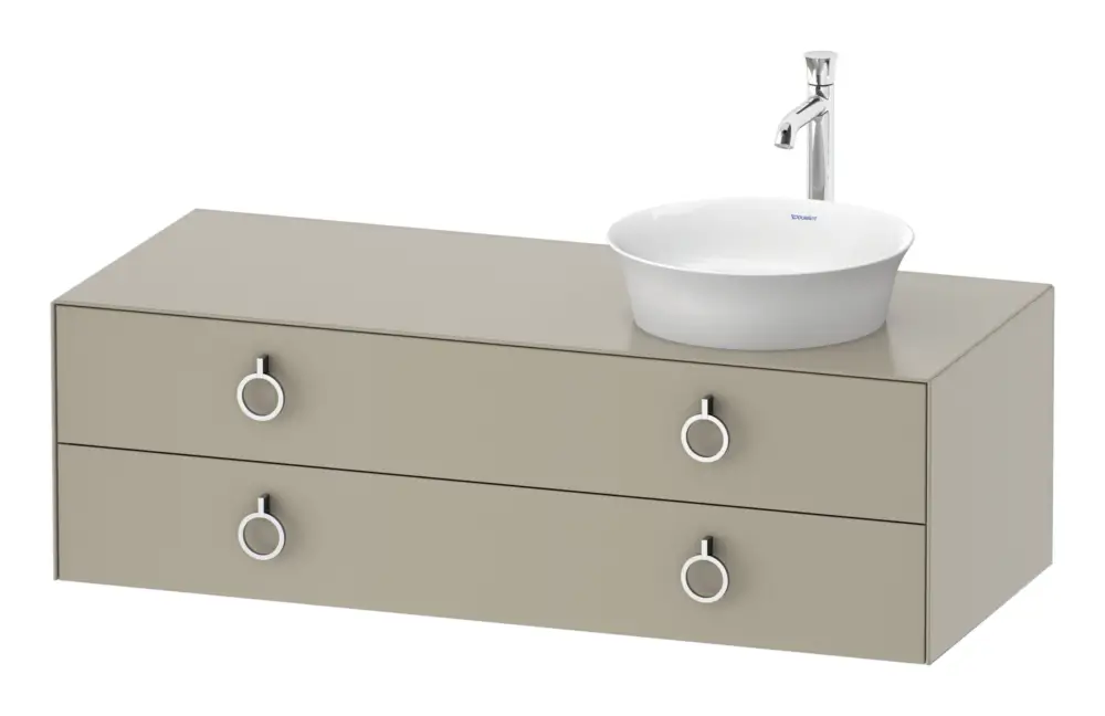Duravit White Tulip Konsolenwaschtischunterschrank für Becken rechts wandhängend mit 2 Auszügen mit Griff 1300 x 408 x 550 mm - Taupe Seidenmatt Lack Billig