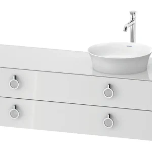 Preiswert Duravit White Tulip Konsolenwaschtischunterschrank für Becken rechts wandhängend mit 2 Auszügen mit Griff 1300 x 408 x 550 mm - Weiß Hochglanz