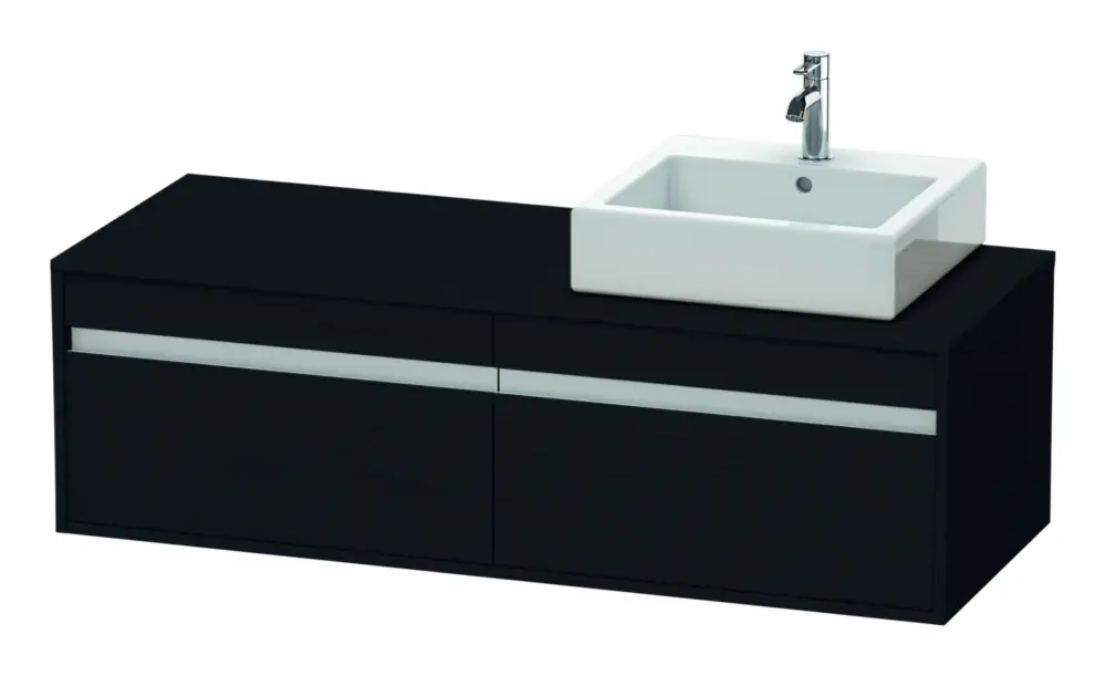 Duravit Ketho Konsolenwaschtischunterschrank für Aufsatzbecken rechts mit 2 Auszügen 1400 x 426 x 550 mm - Eiche Schwarz Matt Günstig