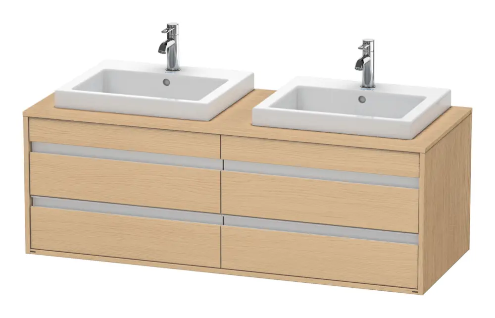 Saisonangebot Duravit Ketho Konsolenwaschtischunterschrank für 2 Einbauwaschtische mit 4 Auszügen 1400 x 496 x 550 mm - Eiche Natur Matt