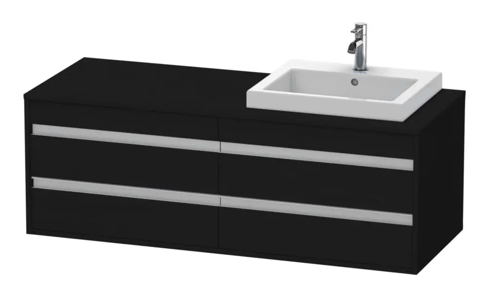 Duravit Ketho Konsolenwaschtischunterschrank für Einbauwaschtisch rechts mit 4 Auszügen 1400 x 496 x 550 mm - Eiche Schwarz Matt Nur Für Kurze Zeit