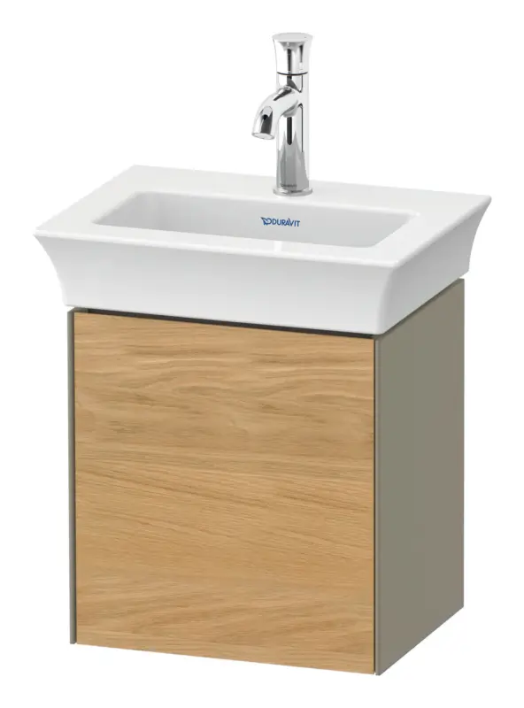 Duravit White Tulip Waschtischunterschrank wandhängend mit 1 Tür Anschlag rechts 384 x 410 x 298 mm - Eiche Natur Matt / Steingrau Hochglanz Lack Solange Der Vorrat Reicht