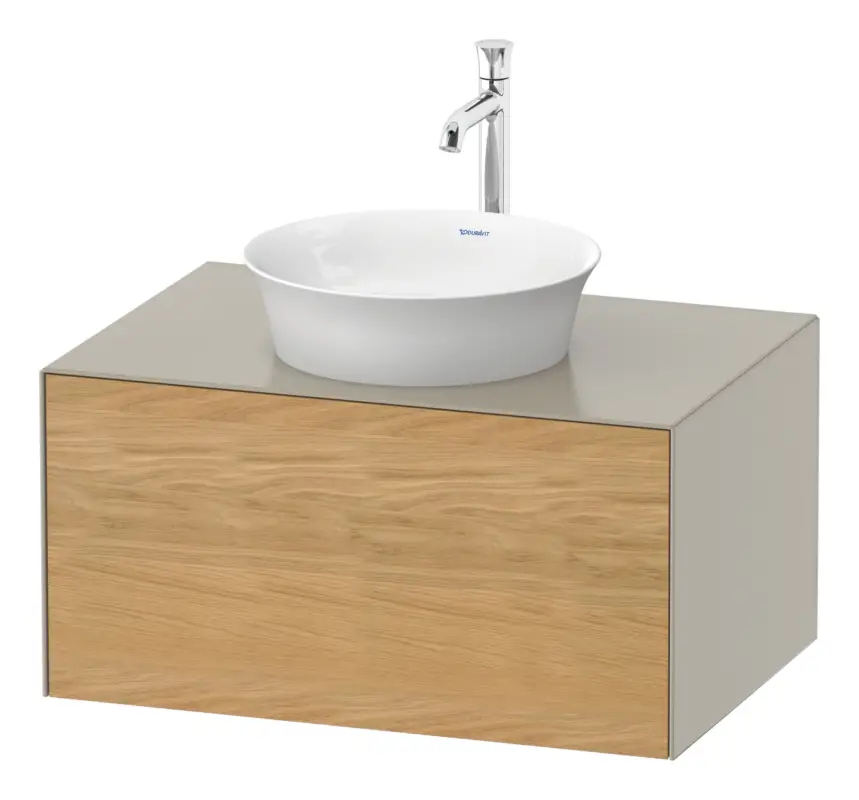 Duravit White Tulip Konsolenwaschtischunterschrank wandhängend mit 1 Auszug 800 x 408 x 550 mm - Eiche Natur Matt / Taupe Seidenmatt Ausverkauf