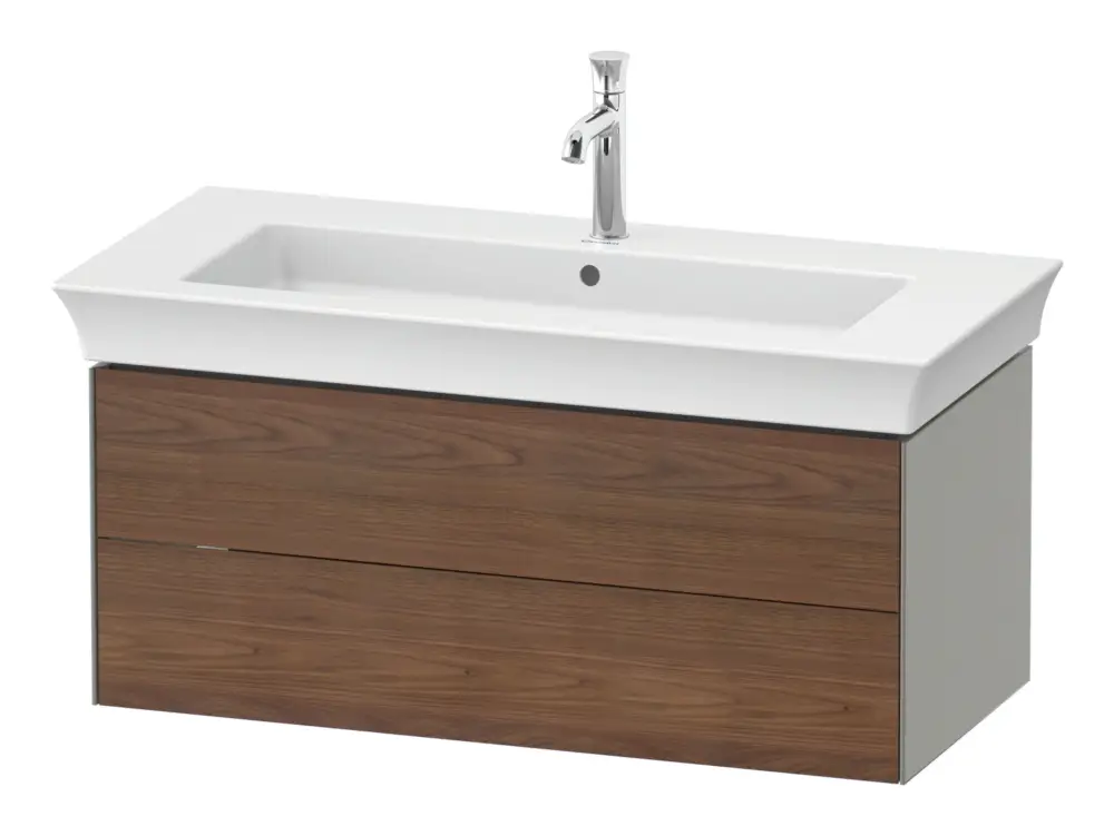 Nur Heute Duravit White Tulip Waschtischunterschrank mit 2 Auszügen 984 x 410 x 458 mm - Amerik. Nussbaum Matt / Steingrau Seidenmatt Lack