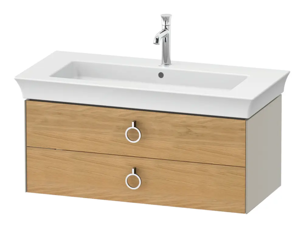 Super-Preis Duravit White Tulip Waschtischunterschrank mit 2 Auszügen mit Griff 984 x 410 x 458 mm - Eiche Natur Matt / Taupe Seidenmatt