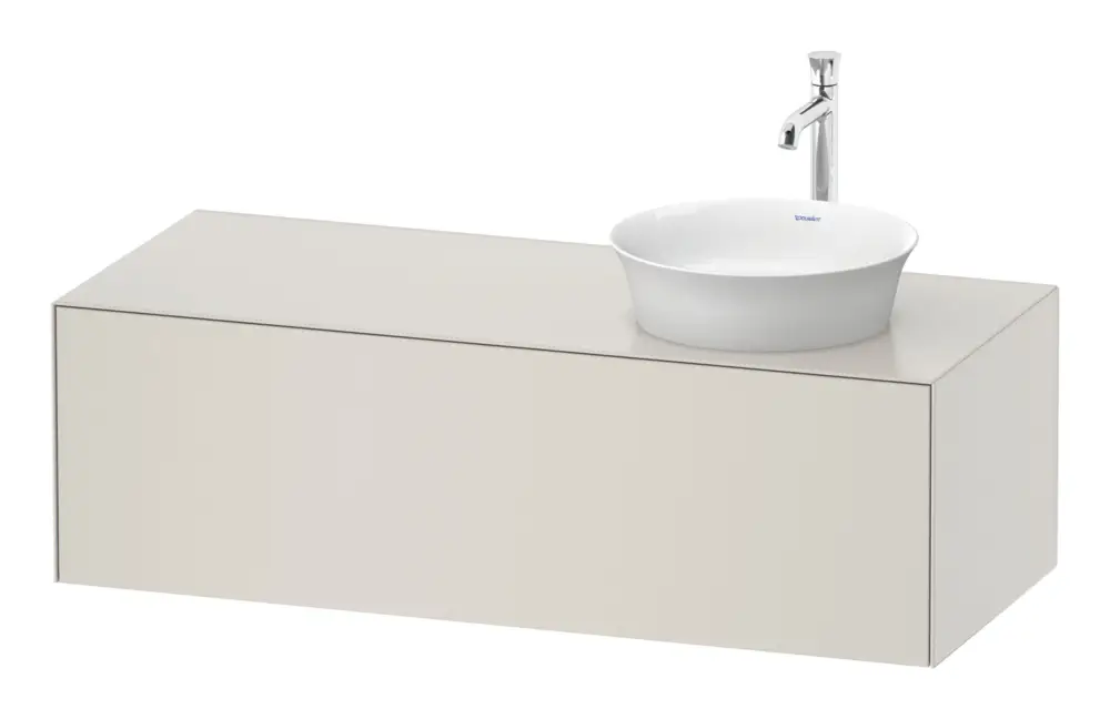 Duravit White Tulip Konsolenwaschtischunterschrank für Becken rechts wandhängend mit 1 Auszug 1300 x 408 x 550 mm - Nordic Weiß Seidenmatt Lack Neue Kollektion
