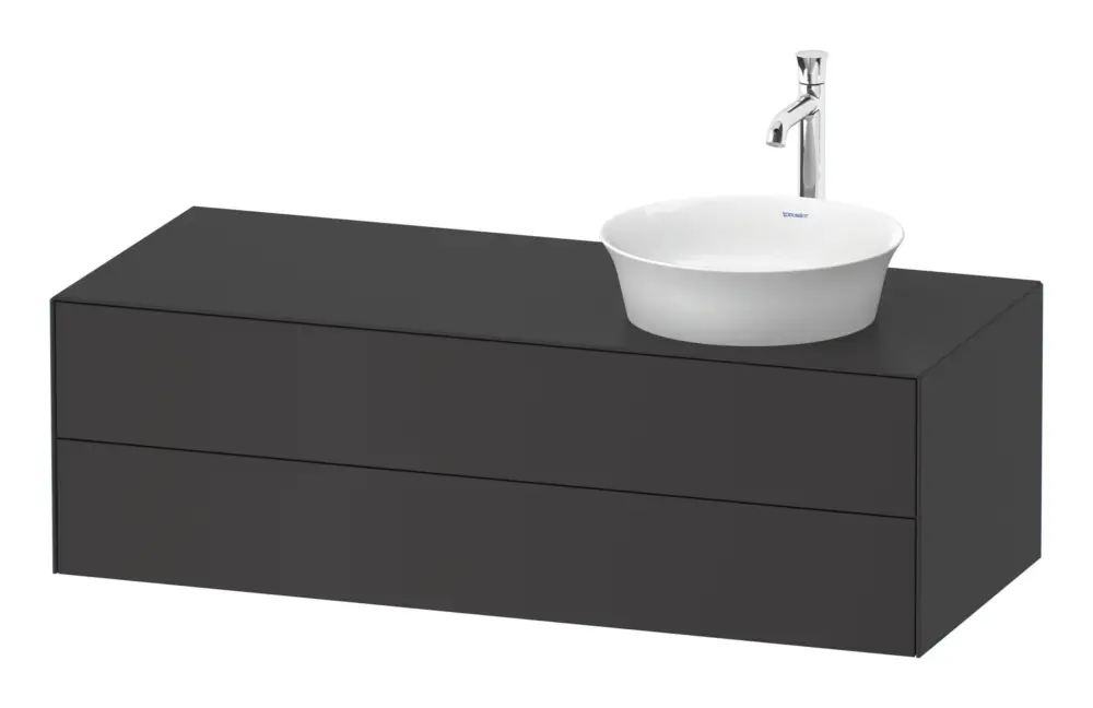 Duravit White Tulip Konsolenwaschtischunterschrank für Becken rechts wandhängend mit 2 Auszügen 1300 x 408 x 550 mm - Graphit Seidenmatt Lack Rabatt