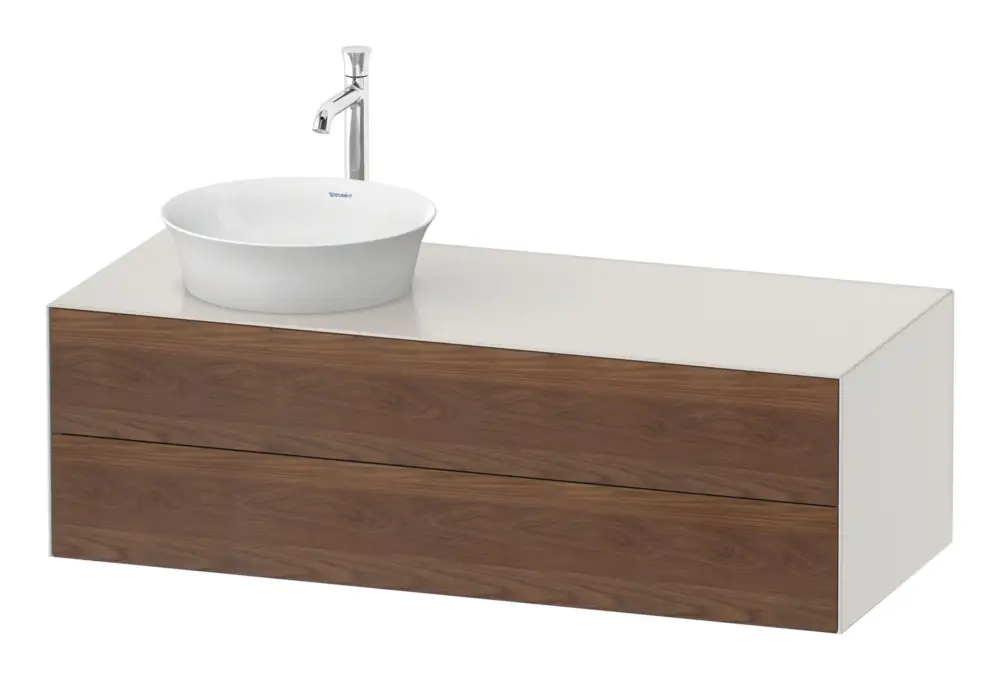 Top-Seller Duravit White Tulip Konsolenwaschtischunterschrank für Becken links wandhängend mit 2 Auszügen 1300 x 408 x 550 mm - Amerik. Nussbaum Matt / Nordic Weiß Seidenmatt Lack