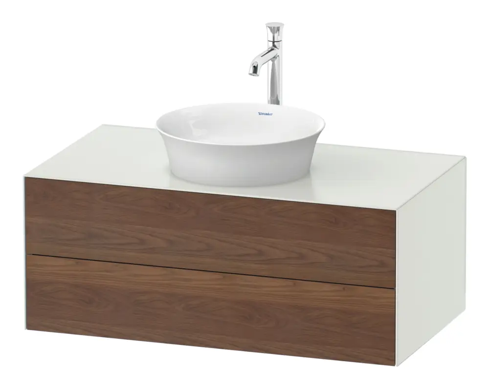 Duravit White Tulip Konsolenwaschtischunterschrank wandhängend mit 2 Auszügen 1000 x 408 x 550 mm - Amerik. Nussbaum Matt / Weiß Seidenmatt Lack Direkt Vom Hersteller